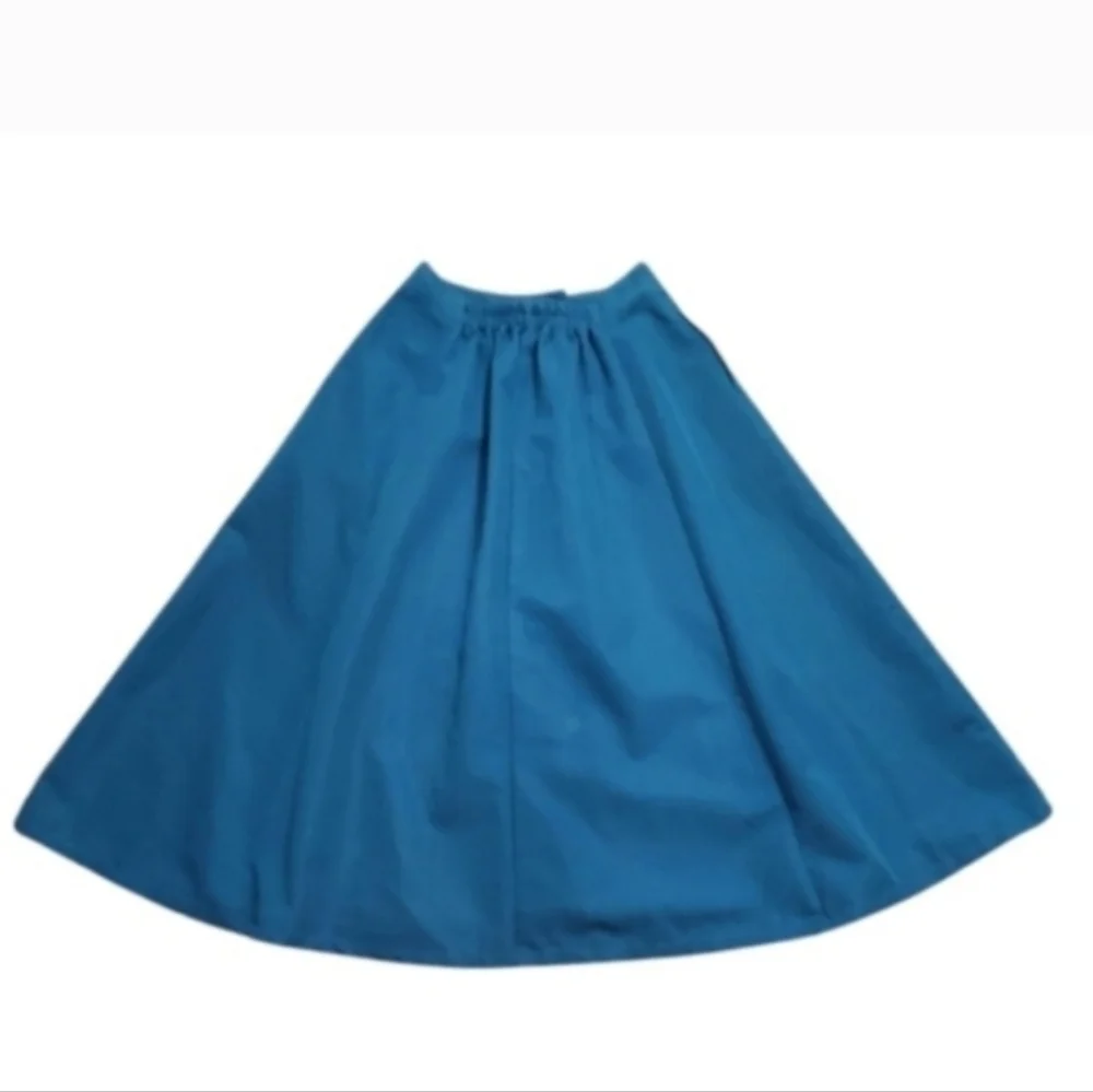 Vintage Blue Midi Skirt with Button Detail Extra Small